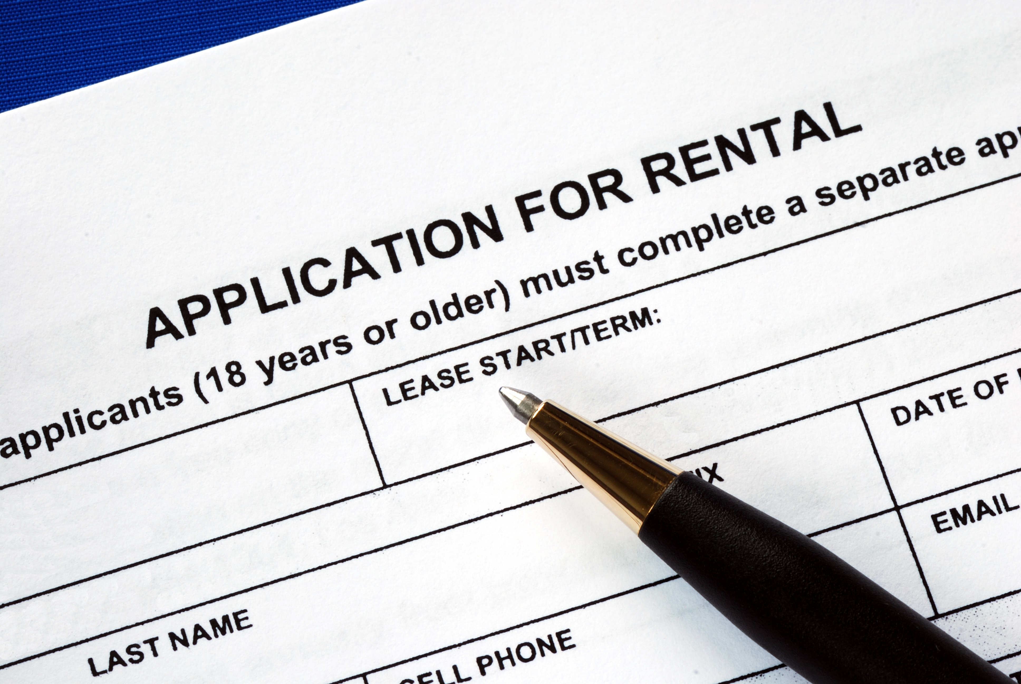 rental application displayed